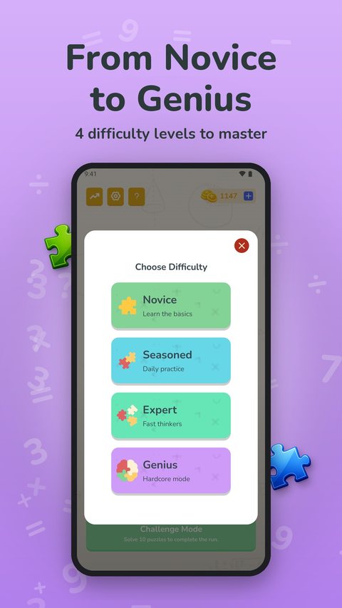 From Novice to Genius: 4 difficulty levels