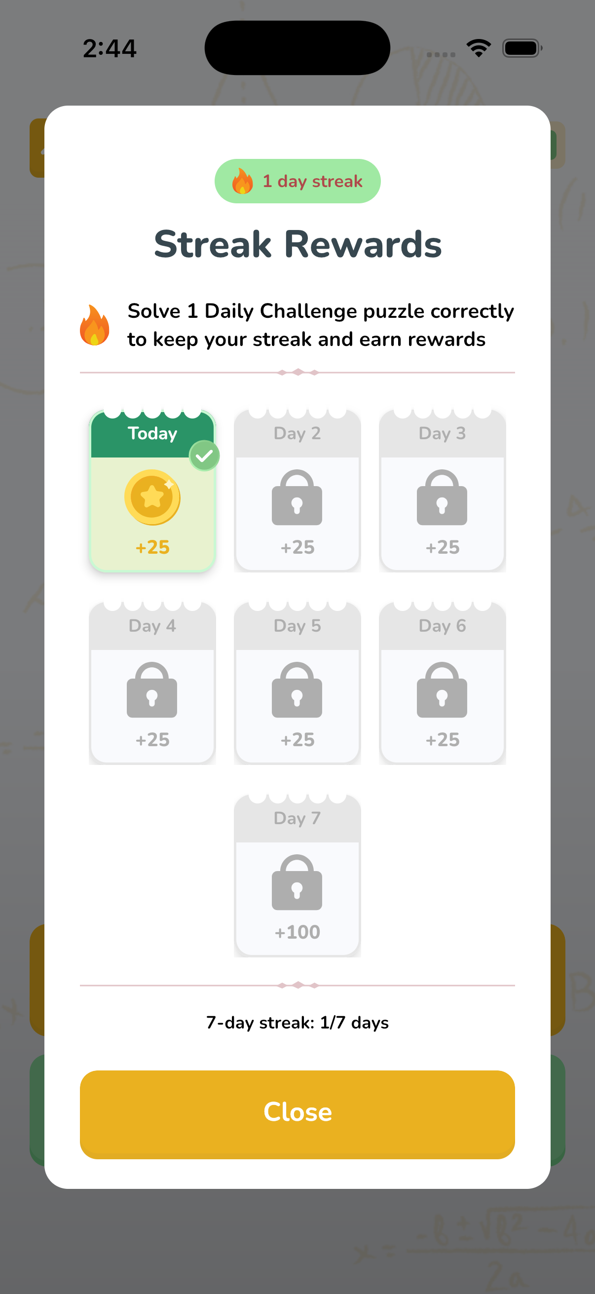Daily streak reward